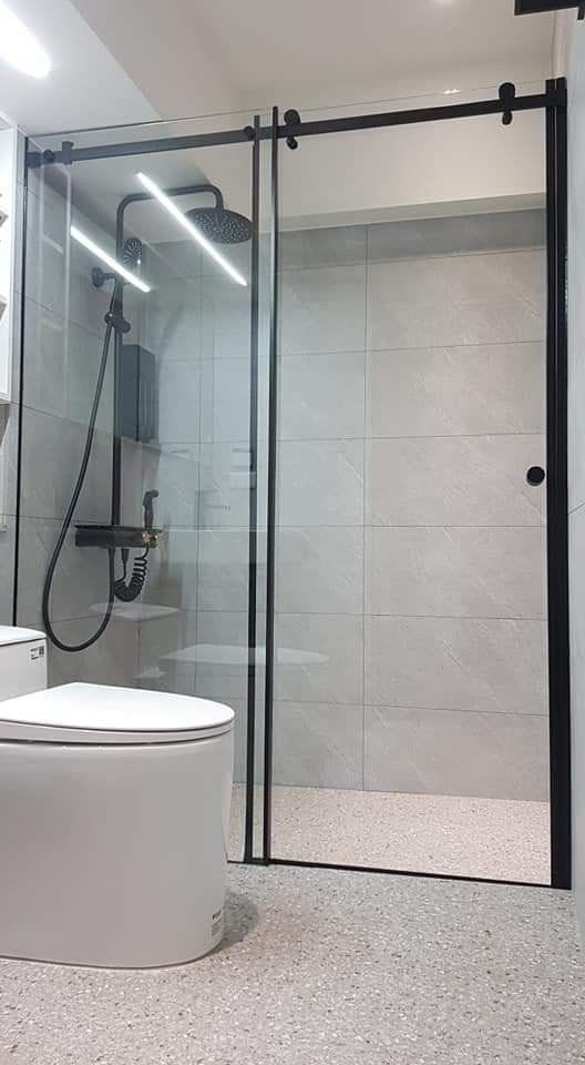 Porte de douche coulissante cadre noir